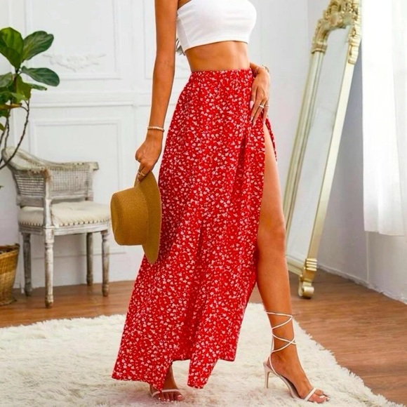 Shein Ditsy Floral Split Thigh long skirt - Picture 8 of 8